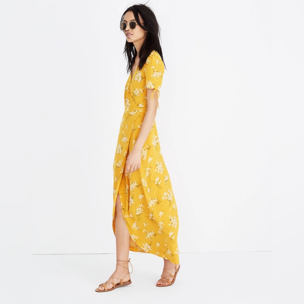 Madewell Silk Wrap Maxi Dress in Butterfly Garden (Size 00)